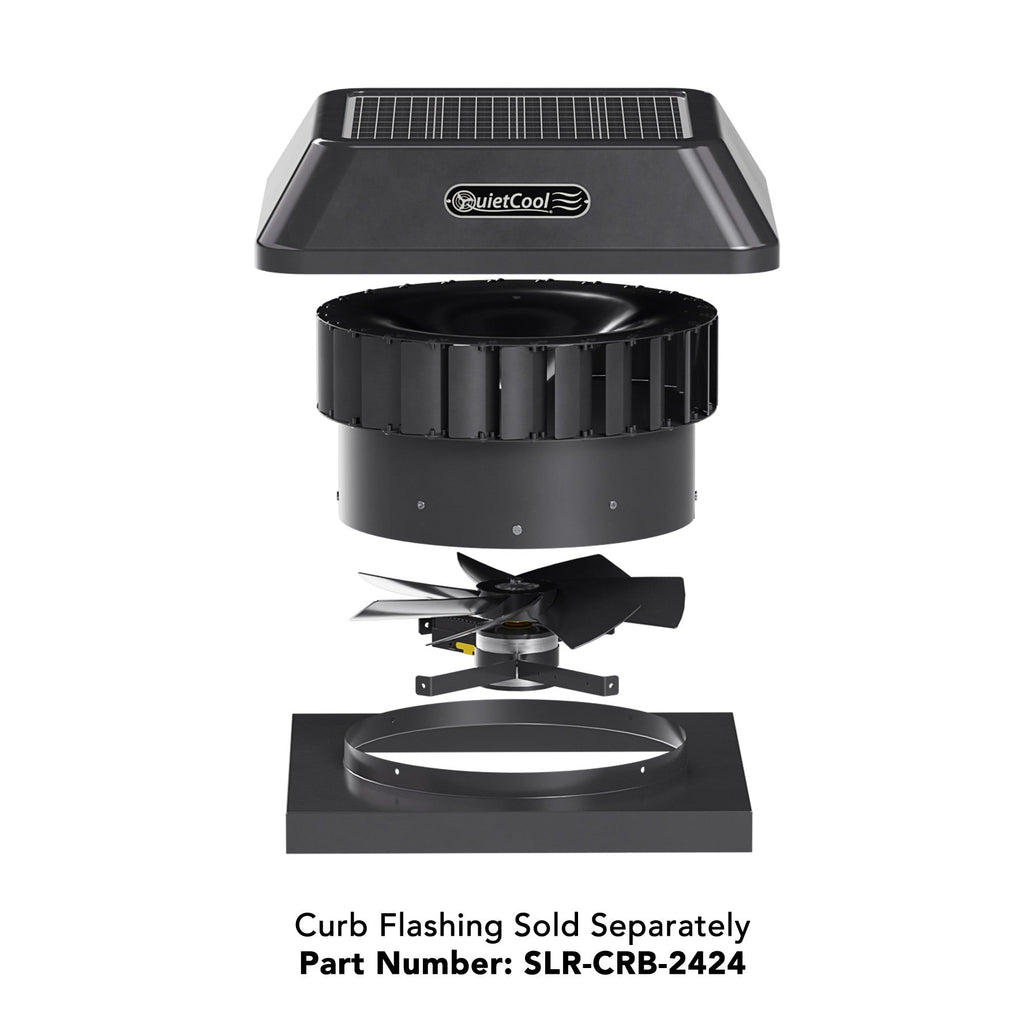 QuietCool 25 Watt Solar Roof Mount Attic Fan with AC/DC Inverter for 24/7 Runtime