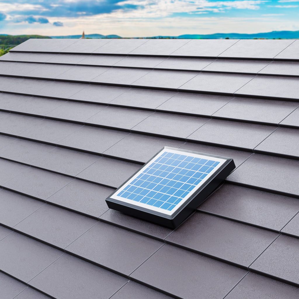 QuietCool Solar Utility Fan with Light - Solar Shed Fan