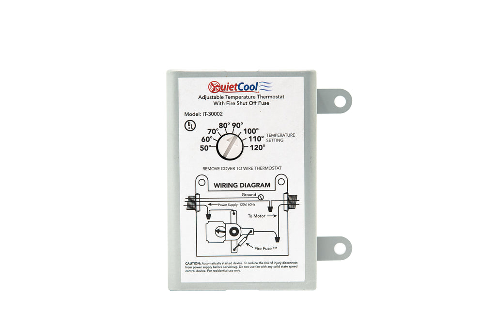 Attic Fan Adjustable Thermostat with Built-in Fire Safety Shut Off